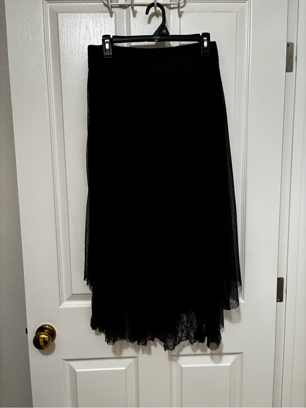 Free People Black Layered Tulle Midi Skirt with Mini lining Size Small